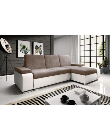 Beige Ecksofa in L-Form mit...