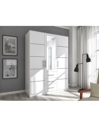 Dreitüriger Kleiderschrank BALI 3D Weiß